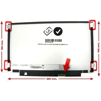 PANTALLA LED 11.6 SLIM 30 PIN HD GANCHOS LATERALES