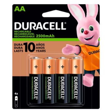 Pila recargable AA Duracell 2500 mAh 4 unidades