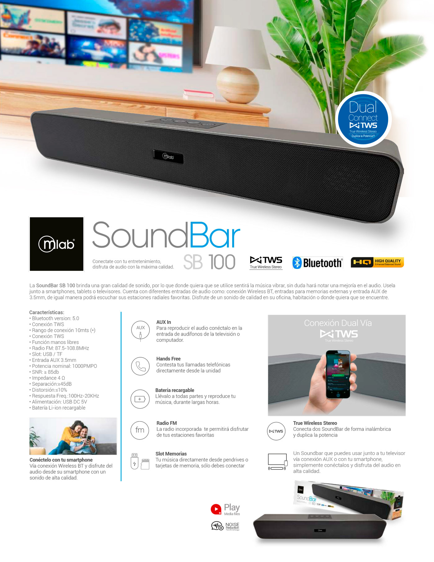 ficha técnica sound bar